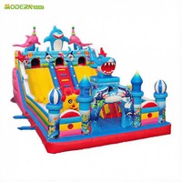 Château gonflable à double toboggan sec avec deux pistes pour les enfants, parc d'attractions gonflable