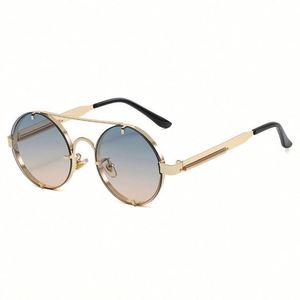 Gafas de Sol Redondas Steampunk de Moda Vintage 2022 para Hombre y Mujer, Lentes Degradadas, Estilo Punk, Aleación - Product Image 6