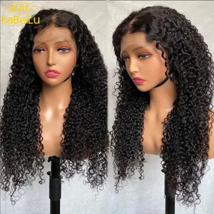 Best price 180% density curly lace wig for women transparent hd lace front wigs pre plucked hairline water wave human hari wigs