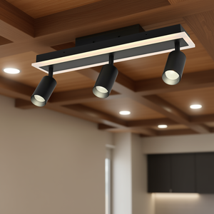 Luminaire sur rail LED flexible à 3 lumières, noir, spot directionnel pour plafond, cuisine, salon, miroir mural, modèle - Product Image 2