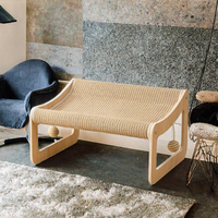 Kinghon Lit-griffoir pour chat en bois et sisal 2-en-1 avec coussin amovible et jouets suspendus pour chats d'intérieur