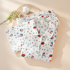 PJ-1474 Conjunto de pijama de manga larga con estampado de manzanas para mujer, ropa de casa de algodón, tela fina tejida - Product Image 2