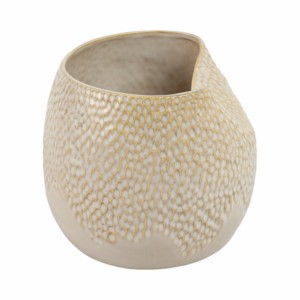 Vaso in ceramica moderno con bordo smerlato, forma aperta arrotondata decorativa per soggiorno, camera da letto, decorazioni per la casa - Product Image 3