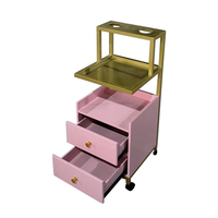 Chariot de Salon de Beauté de Luxe en Acier Inoxydable Plaqué Or, Chariot de Spa Durable avec Roues