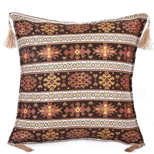 <b>Cushion</b> <b>Cover</b> With Brown Cream Turkish Fabric With Turkish Kilim Design.... Made in Turkey .... From Turkey - Product Image 1