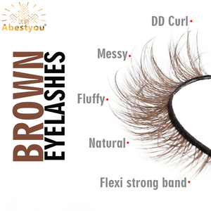 Abestyou 6 paires 17mm d'épaisseur ailé dramatique 5d moelleux cheveux humains <span class=keywords><strong>cils</strong></span> de vison forte bande <span class=keywords><strong>marron</strong></span> coloré vaporeux <span class=keywords><strong>faux</strong></span> <span class=keywords><strong>cils</strong></span> - Product Image 2