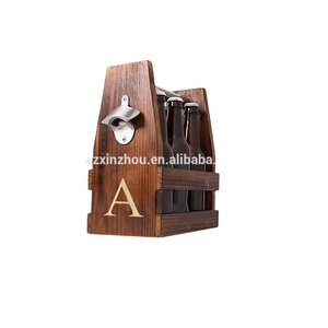 Porte-bière <span class=keywords><strong>en</strong></span> <span class=keywords><strong>bois</strong></span> conçu sur mesure Six Pack Porte-<span class=keywords><strong>bouteille</strong></span> avec ouvre-bar Accessoires avec logo et forme du client - Product Image 2