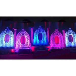 Recepción en inglés, decoración de escenario de boda, Panel ovalado de fibra de diseñador para boda, pilares de corte de diamante, conjunto de escenario de boda Decorativeuk - Product Image 1