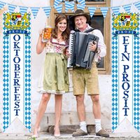 Baisida Allemand Oktoberfest Décorations Kit Pliable Suspendu Polyester Drapeau Bannière Nappe Impression Numérique pour Articles De Fête