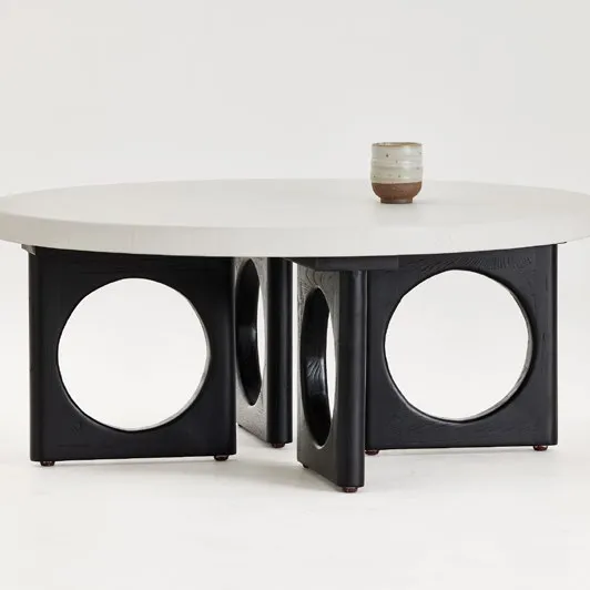 Tavolo di lusso moderno mobili da sala interna rotondi rustici in legno di quercia massello tavolini da caffè