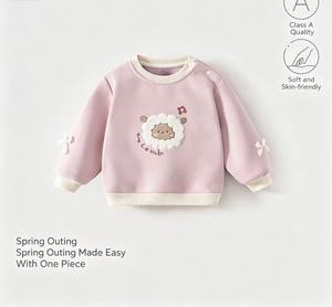 Sweat-shirt bébé mignon en forme de mouton, style pull, coton et polyester, chic décontracté pour l'automne - Product Image 6