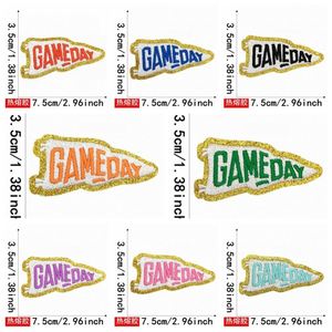 Iron on Embroidery Gold Glitter Edge <b>Game</b> Day Patch for Clothes Hat Decoration Gift - Product Image 5