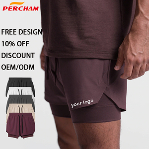 Pantalones Cortos Deportivos para Hombre, Ropa para Correr 2 en 1 con Forro de Compresión, Logotipo Personalizado Disponible, Pantalones Cortos de Gimnasio Transpirables de 2 Capas para Entrenamiento - Product Image 1