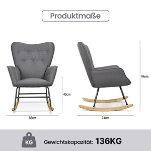 Soft Upholstered Eco-Friendly Convertible Rocking <b>Armchair</b> Modern Tufted Wingback Chair for Living Room Apartment Hotel Dining - Product Image 6