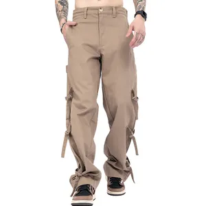 Venta al por mayor OEM pantalones cargo streetwear sarga algodón Track cargo pantalones personalizados holgados pantalones cargo hombres