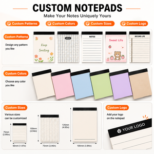 Custom Grid Lined Thickened Self Adhesive Sticky Notes Removable <b>Memo</b> <b>Pad</b> Smooth Writing Multi Layout Notepad For Office Home St - Product Image 2
