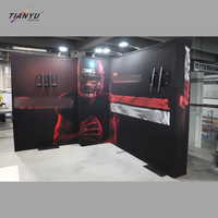 Bannière incurvée pop-up 3x6 sans assemblage en 3 minutes, présentoir mural pop-up avec support magnétique pour la publicité, stand d'exposition de luxe