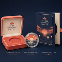 Moneda Conmemorativa Personalizada del Festival del Barco de Papel al Atardecer, con Relieve 3D, de Aleación de Zinc, con Caja de Regalo, Sin Pedido Mínimo