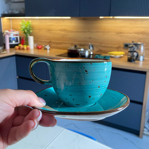 <span class=keywords><strong>Tazze</strong></span> da Cappuccino in ceramica <span class=keywords><strong>dipinte</strong></span> <span class=keywords><strong>a</strong></span> <span class=keywords><strong>mano</strong></span> con piattini Set tazza da tè da caffè in <span class=keywords><strong>porcellana</strong></span> da 8 once per bevande speciali al caffè Latte Cafe Mocha - Product Image 6