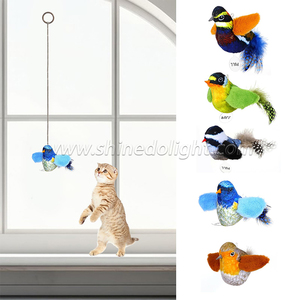 Achtervolging Interactieve Kat Speelgoed Tjilpen Vogel Huisdier Pluche Speelgoed Klappende Vleugels Vliegende Simulatie Elektrische Mus Interactieve Kat Speelgoed Vogel - Product Image 2