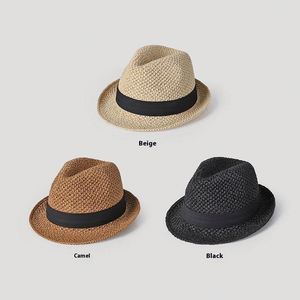 2025 New Arrival Summer Retro Paper Straw Fedora <b>Hat</b> Casual Holiday Travel Hand Crochet Straw <b>Hat</b> <b>for</b> Women Men - Product Image 3