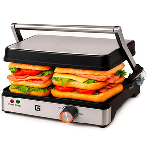 Griglia elettrica G da 2000W in acciaio inox, doppia piastra per sandwich per cottura interna - Product Image 1