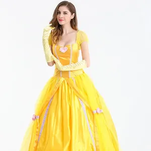 Kostum Halloween cross-border grosir Beauty and the Beast Belle gaun cosplay putri