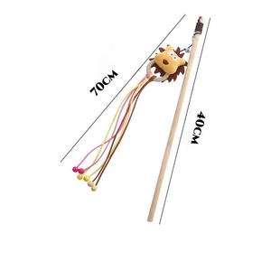 Jouet interactif en bois pour chat, bâton de chatouillage avec clochette, baguette de chasse pour chaton pour la stimulation et le jeu - Product Image 2