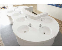 Évier en surface solide sculpté CNC moderne, fait main, avec égouttoir, installation sur comptoir, résistant à l'eau, certifié NSF Shinystone, capacité 9L