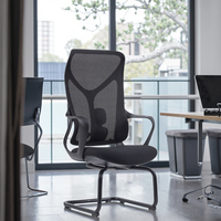 Chaise de bureau moderne grise pour les réunions de conférence, dossier moyen, soutien lombaire réglable, design ergonomique en tissu