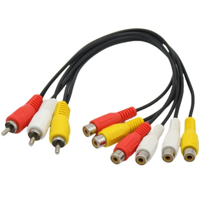 Factory Production 3RCA Male to 6RCA Female AV Audio Video Cable Copper Conductor Shielded
