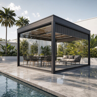 Gazebo motorisé en aluminium, fermeture automatique intelligente, imperméable, pour extérieur, toutes saisons, jardin, balcon, terrasse