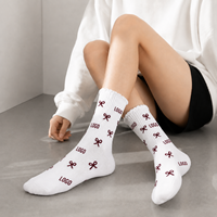 Chaussettes personnalisées à volants, motif jacquard mignon, antidérapantes, séchage rapide, en coton, décontractées, avec nœud, pour usage quotidien, style urbain, cadeau