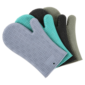 Gants <span class=keywords><strong>de</strong></span> <span class=keywords><strong>cuisine</strong></span> en silicone <span class=keywords><strong>de</strong></span> qualité alimentaire sans BPA, antidérapants, à motif texturé, résistants à la chaleur, pour la cuisson au four - Product Image 1