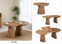 Moderner Esstisch aus Eschenholzfurnier, oval und ausziehbar, mit geräuscharmer Schiene für Esszimmermöbel zu Hause