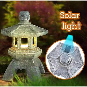 Lampe de jardin LED étanche IP65 alimentée par énergie solaire, télécommande, design de pagode en pierre, pour éclairage zen en extérieur, cour - Product Image 3