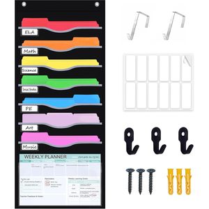 8 Pockets Hanging Wall <b>File</b> <b>Organizer</b> 15 Inch Extra Wide Pocket Chart For Classroom Office Home Mail <b>Organizer</b> Wall Mounted - Product Image 1