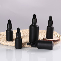 Botella vacía de vidrio negro con gotero, tapa de tornillo de oro con pipeta, 1 onza, 5 ml, 10 ml, 50 ml, 100 ml