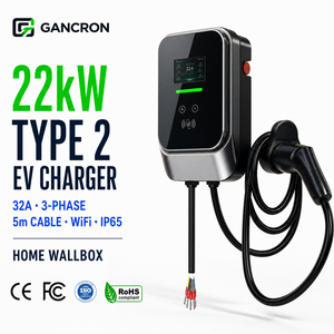 Estación de Carga Rápida para Vehículos Eléctricos, Cargador EV de 22 kW, 32 Amp, Tipo 2, 5 m, WiFi, Enchufe Impermeable, Universal para Coche y Hogar - Product Image 1