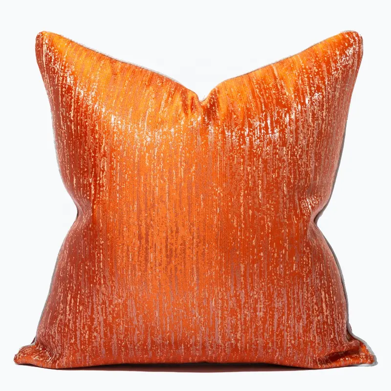 Amazon Hot Sell 100 Polyester Jacquard Pillow Cover valentine Farmhouse Cushion Cover 45*45cm Vintage Orange Red Cush