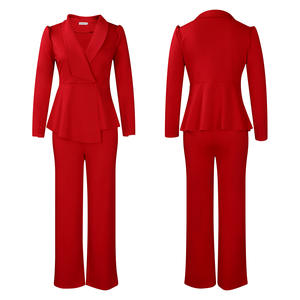 Costumes d'affaires à la mode pour les femmes vêtements de bureau formels pantalons minces et Blazer ensemble dames costumes tenues col en V afrique costume d'affaires - Product Image 6