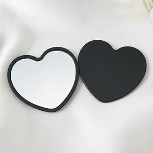 Miroir de poche miniature personnalisé avec logo, forme de cœur noir, miroir cosmétique féminin personnalisé - Product Image 1