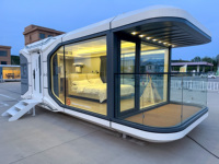 Maison Capsule A5 28 m² Préfabriquée, Maison Mobile Intelligente, Kit de Maison Préfabriquée avec Vitrage à 270 Degrés pour Villa