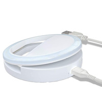 Anneau lumineux LED portable et rechargeable avec 36 LED, 3 niveaux de luminosité et 6500K pour accessoires de smartphone et selfies