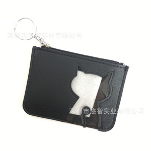 Porte-monnaie et porte-cartes en PU personnalisé, mignon, avec breloque porte-cartes animal de dessin animé, porte-clés chat - Product Image 5