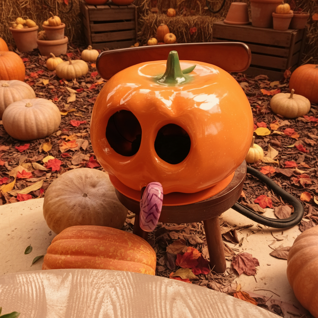 Outdoor Customized Artistic Resin Halloween Pumpkin Sculptures Multiple Expressions Large Size Scary Design Casting Technique