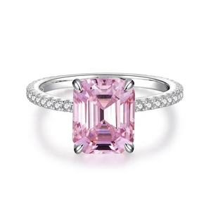 OEM Alta Qualidade Plata 925 Sterling Silver rosa Stone Finger Ring Fine Jewelry <span class=keywords><strong>Promise</strong></span> Girls Gold Plated Wedding Zircon Rings - Product Image 4