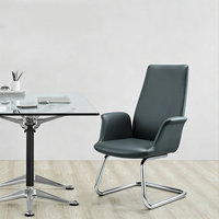 Chaise de bureau de direction en cuir PU luxueux, ergonomique, avec support lombaire, Grey Boss Luxury, pour les réunions
