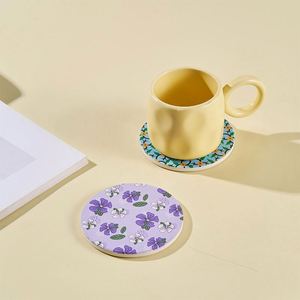 Logo Cork Base Absorbent With Holder Set Stone <b>Ceramics</b> <b>Coasters</b> for Drinks Customized Printed - Product Image 4