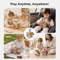Balok Aktivitas Sensorik Kayu Busy Cube dengan Tombol Lampu, Kunci, Fidget, Melatih Motorik Halus, Mainan Edukasi Montessori untuk Balita